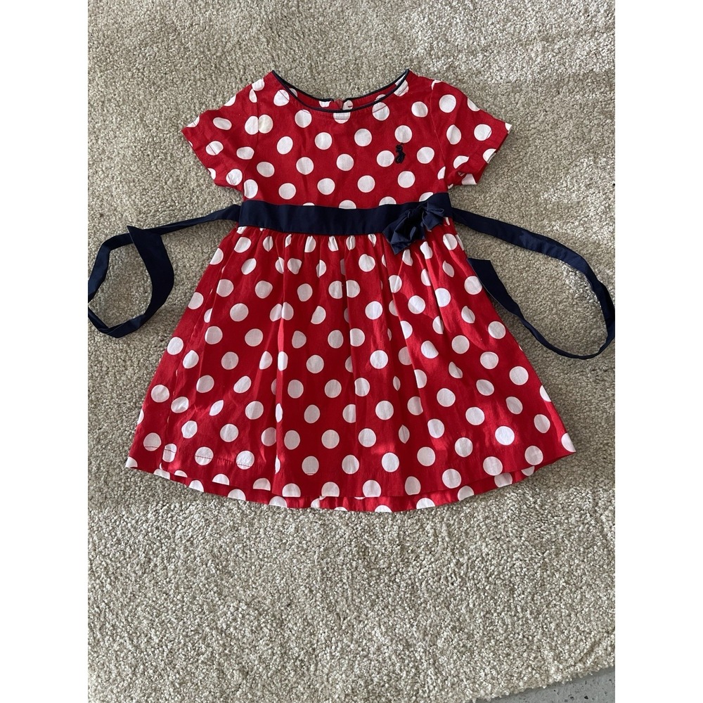 Girl Dress Ralph Lauren Size 12M Red Polka Dot Dress
